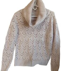 Cato est 1946 cowl neck pink sweater. Size L. Pointelle. Boho. Slouchy